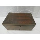 19th century mahogany workbox, with fitted interior above two small drawers, 15cm high, 32.5cm wide.