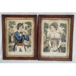 The Shepherd and The Shepherdess, pair of mid 19th century French hand coloured lithographs by