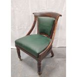 19th century Gillows style, rosewood gossip type chair, upholstered in later fabric on turned