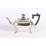 George V silver teapot by Walker & Hall, Sheffield, 1929, 575g gross.