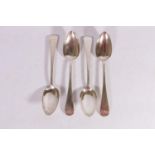 Set of four Scottish George III silver tablespoons of oar pattern, monogrammed DA and numbered 7,8,9