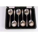 Set of six George V silver soup spoons by Cooper Brothers & Sons Ltd, Sheffield 1928, 215g, in