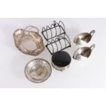 Pair of Edward VII Art Nouveau silver salt pourers by Atkin Brothers, Sheffield 1910, a pair of