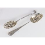 George II Irish silver berry serving spoon with all-over repousse decoration by Alexander