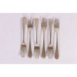 Set of six George III silver pastry or desert forks by P Cunningham & Son, Edinburgh, 1807, 183g.