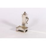 Victorian novelty silver table lighter in the form of a water fountain, with vesta cover to base,