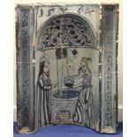 16th century Continental tin glazed niche or alcove, possibly the back of a holy water stoop or