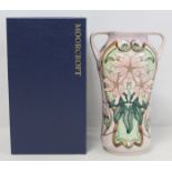 Modern Moorcroft Pottery "Blakeney Mallo" pattern twin handled vase, designed by Sarah Brummell-