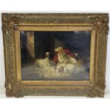 T. Hopper (Victorian School). Group of setters in a kennel. Oil on panel. 23.5cm x 31.5cm. Signed