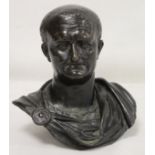 Antique cast bronze bust of a distinguished Roman, possibly Emperor Vespasian, hollow, 22cm high x