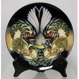 Modern Moorcroft Pottery "Fantail" pattern New Zealand Collection circular plate, designed by Philip