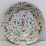 19th century Continental tin glazed Delft bowl with polychrome painted floral decoration and