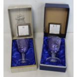 Stuart Crystal Mayflower 350th Anniversary Limited Edition goblet, no. 185/500, 18cm high and
