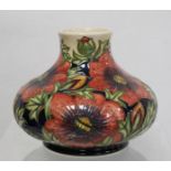 Modern Moorcroft Pottery "Pheasants Eye" pattern vase of squat baluster form, designed by Shirley