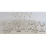 Collection of various 19th century drinking glasses, the tallest 14cm high; also a pair of cut glass