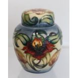 Modern Moorcroft Pottery "Anna Lily" pattern covered ginger jar, designed by Nicola Slaney,