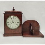 Late Regency eight day mantel clock with shaped plates and circular painted dial, in mahogany case