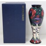 Modern Moorcroft Pottery "Tribute to Charles Rennie Mackintosh" pattern vase of slender baluster