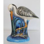 Modern Moorcroft Pottery figure of a Heron, designed by Emma Bossons,  signed with impressed and