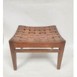 Arthur Simpson of Kendal Arts & Crafts footstool with woven leather seat.