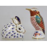 Two Royal Crown Derby "Imari" pattern paperweights in the form of a Rabbit, 7.5cm high and a
