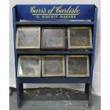 Early 20th century Carr's of Carlisle advertising biscuit display stand with a quantity of lidded