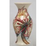 Modern Moorcroft Pottery "Frangipani" pattern vase of baluster form, designed by Emma Bossons,