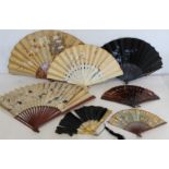 Collection of  19th and early 20th century fans, comprising: Chinese fan with embroidered silk