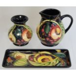 Three pieces of modern Moorcroft Pottery "Queen's Choice" pattern, designed by Emma Bossons,