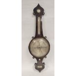Early Victorian rosewood wheel barometer by J Cetta, London with engraved silvered seal thermometer,