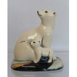 Modern Moorcroft Pottery "Family of Majesty" figure group (Polar Bear and Cub), designed by Kerry