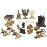 Small collection of miscellaneous metalware including: Regency menu holder; gilt metal Florentine