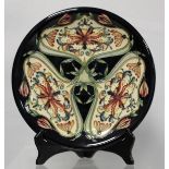 Modern Moorcroft Pottery "Florian Dream" pattern circular plate, designed by Rachel Bishop,