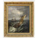 William Edward Croxford (Exh. 1882-1887). Dutch boats at sea. Oil on canvas. 49cm x 38.5cm. Signed