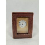 Carriage timepiece with silvered lever platform, the case with angled pillar sides, 13cm, with the