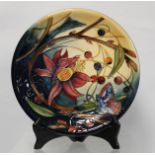 Modern Moorcroft Pottery "Hartgring" pattern circular plate, designed by Emma Bossons, impressed and