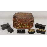 19th to early 20th century Indian painted wooden box of canted rectangular form with panels of