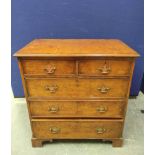 19th century two over three bachelor's chest of drawers with quarter cut burr walnut veneer,