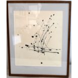 20th Century French School. Black splatter abstract. 38cm x 32cm. Signed with initials A.P., dated