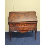 Dutch mahogany and marquetry inlaid writing bureau circa late 18th/early 19th century, the fall