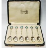 Liberty: set of six silver coffee spoons with enamel terminals depicting the Jubilee 1935,
