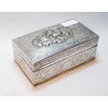 Persian silver box with typical embossed and engraved decoration, 16cm, 508g.