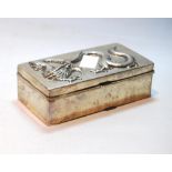Chinese export silver cigarette box by Kwan Wo, 20th century, the cover with embossed dragon