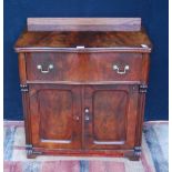 19th century mahogany cupboard with a long drawer above two cupboard doors, 81cm high, 76cm wide and