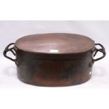 19th century copper pot with cover, stamped with a crown motif and initial D to the detachable