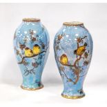 Pair of Carlton Ware Armand Lustre vases, the baluster shaped vases decorated with enamel painted