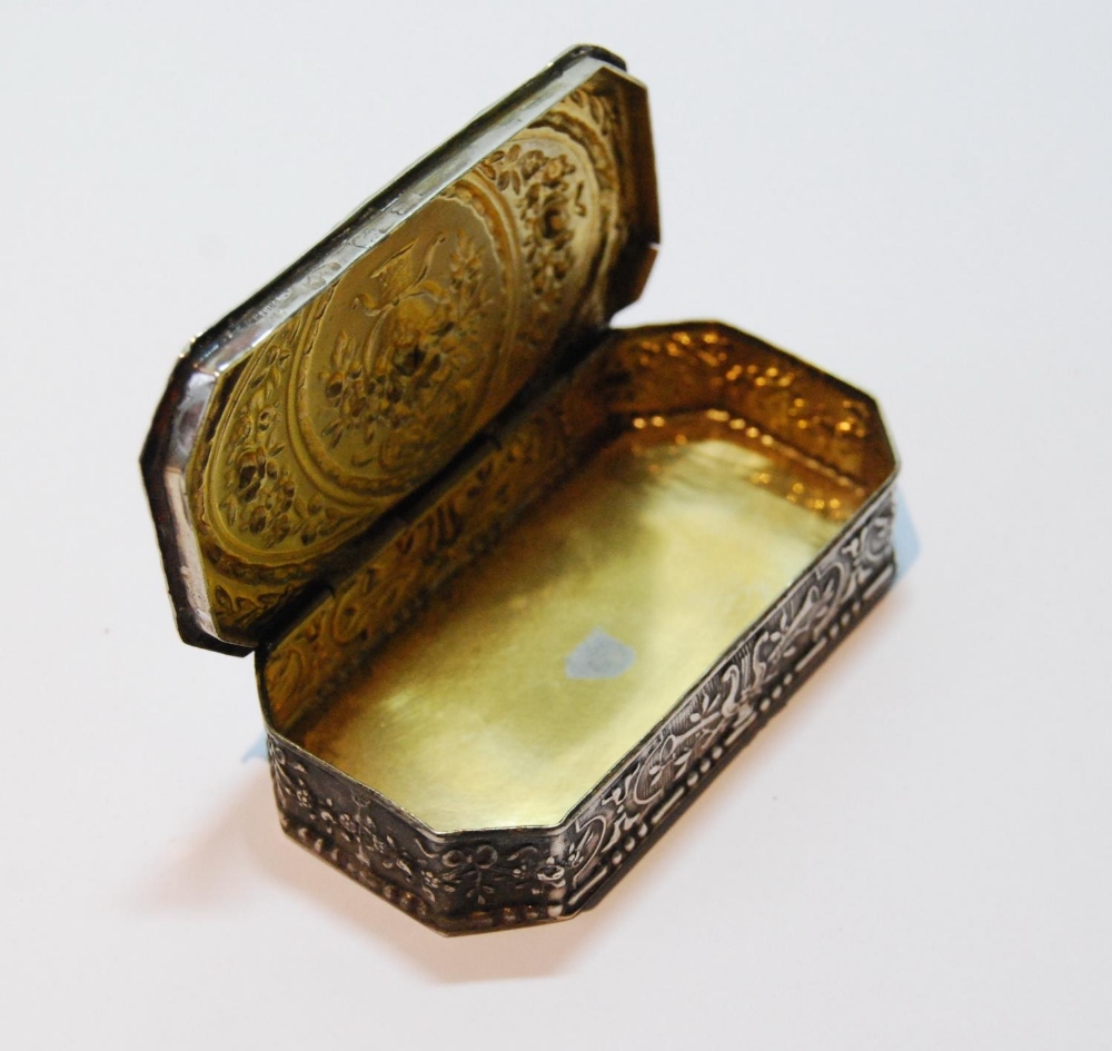 Silver rectangular box with embossed flowers and sprays, also a napkin ring.  (2) - Image 3 of 6