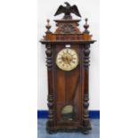 Early 20th century mahogany cased Vienna wall clock by Gustav Becker with a carved eagle surmount
