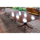 William Tillman: mahogany four-pillar dining table in the Regency style with three additional