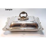 Set of four silver entrée dishes, maker probably John Houle, 1818, rectangular, with gadrooned and